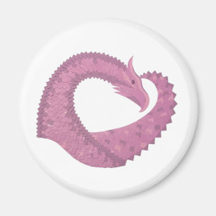 Aimant Dragon cardiaque mauve sur blanc