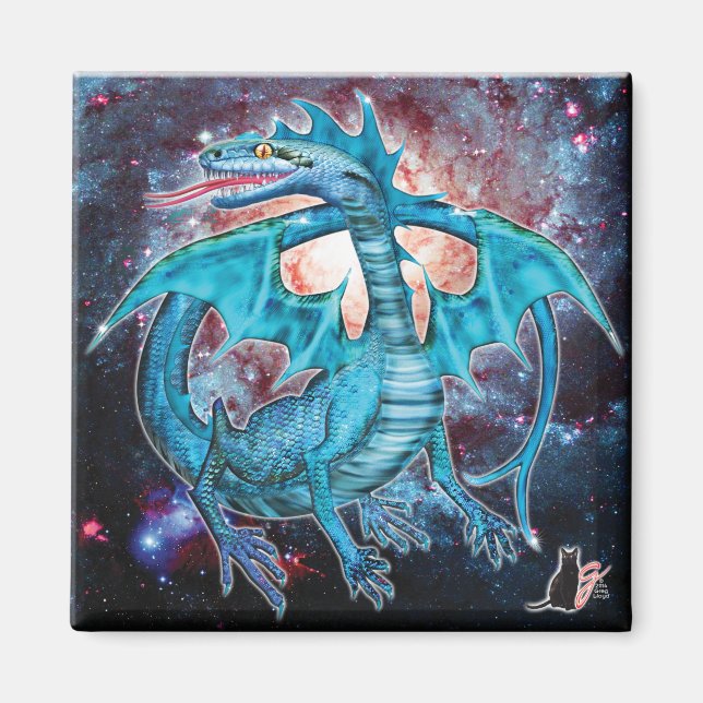 Aimant Dragon cosmique Turquoise (Devant)