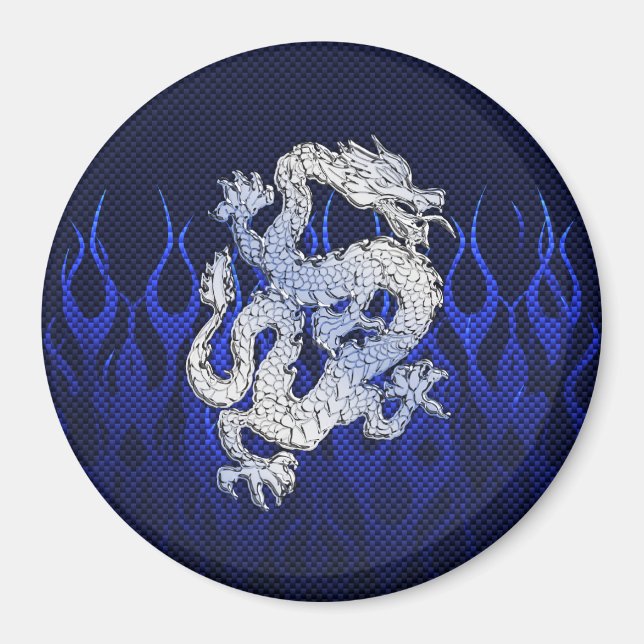 Aimant Dragon dans Chrome comme bleu Carbon Fiber Styles (Devant)