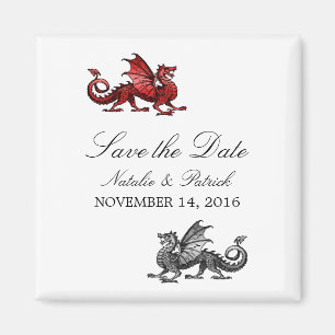 Aimant Dragon d'argent rouge Enregistrer l'aimant de date