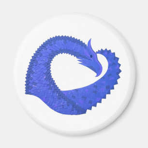 Aimant Dragon de coeur bleu sur blanc