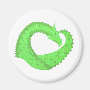 Aimant Dragon de coeur vert citron blanc