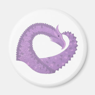 Aimant Dragon de coeur violet de lavande blanc