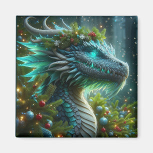 Aimant Dragon de Noël Turquoise Magique