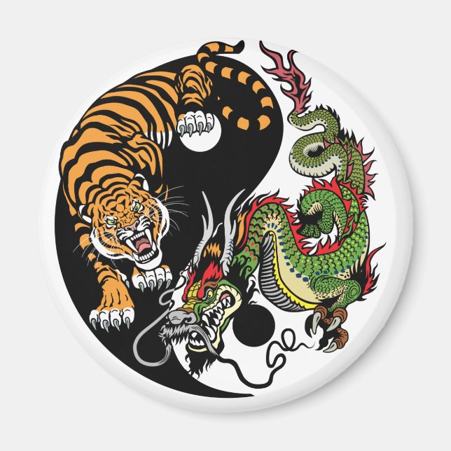 Aimant dragon et tigre yin yang (Devant)