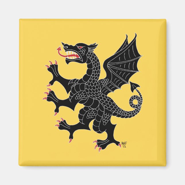 Aimant Dragon Rampant Sable (Devant)