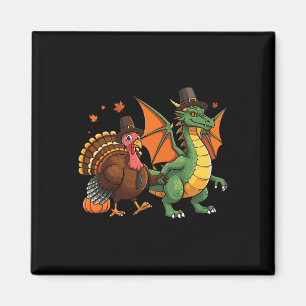 Aimant Dragon Turquie pèlerin Thanksgiving Citrouille Kid