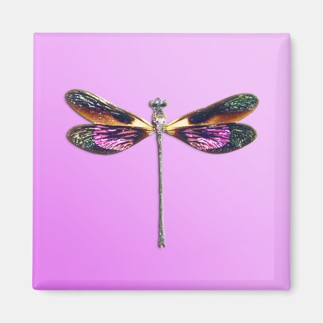 Aimant Dragonfly - argent, or, violet et noir (Devant)