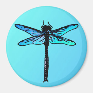 Aimant Dragonfly japonaise vintage, bleu turquoise