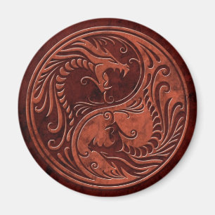 Aimant Dragons en pierre rouges de Yin Yang