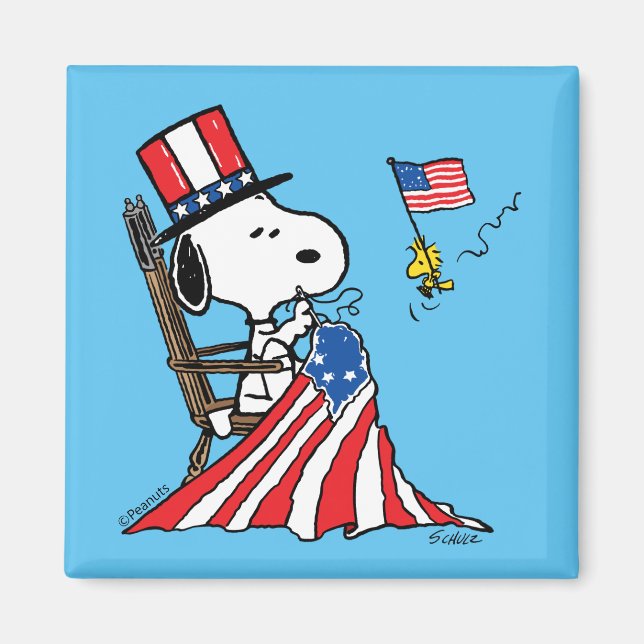 Aimant Drapeau 4 juillet à coudre Snoopy (Devant)