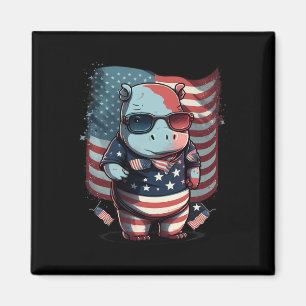 Aimant Drapeau 4 juillet Patriotique Hippo Us