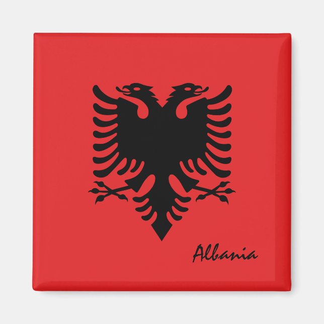 Aimant Drapeau albanais & Voyage en Albanie, vacances/spo (Devant)