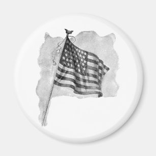 Aimant Drapeau américain Art Vintage Patriotique