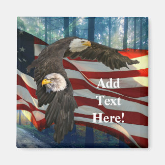 Aimant Drapeau américain Bald Eagle