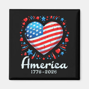 Aimant Drapeau américain Cœur 1776 2026 250e anniversaire
