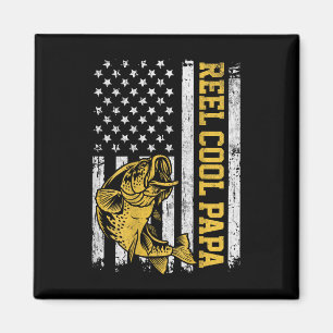 Aimant Drapeau américain Cool Papa Patriotic Fishing Desi