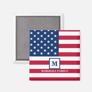 Aimant Drapeau américain Customisé Monogramme 4 juillet
