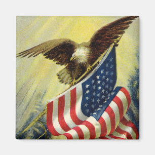 Aimant Drapeau américain d'aigle patriotique vintage