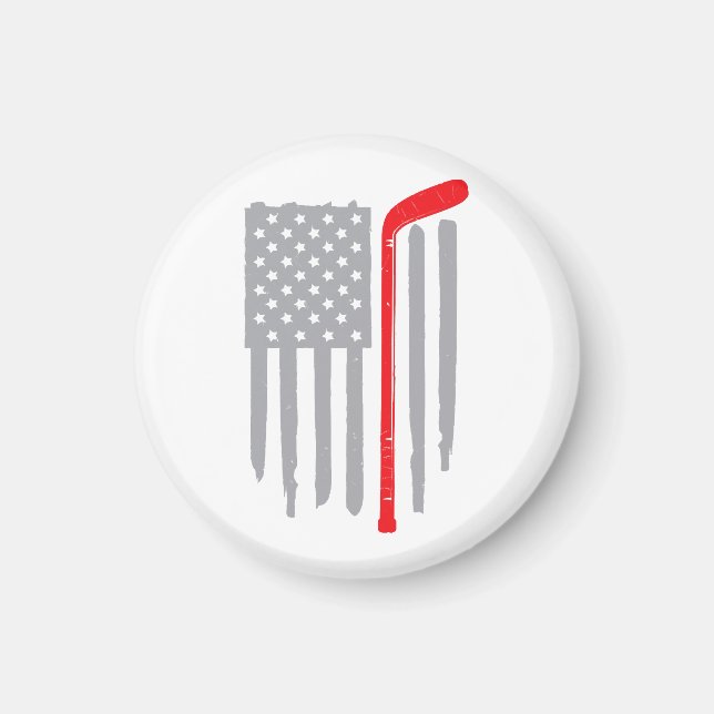 Aimant Drapeau américain de hockey (Devant)