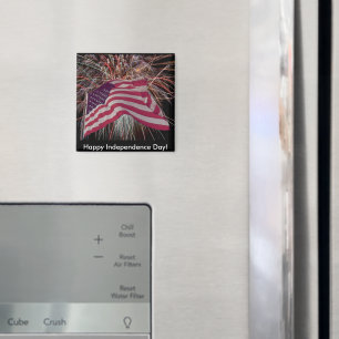 Aimant Drapeau américain et feux d'artifice