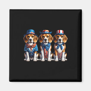 Aimant Drapeau américain Patriotic 4 juillet beagle