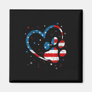 Aimant Drapeau américain Patriotic Chien &amp; Empreinte 