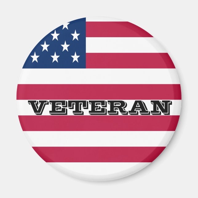 Aimant Drapeau américain Patriotic Veteran USA (Devant)