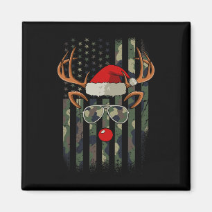 Aimant Drapeau américain Reindeer Camo Pajama de Noël X m