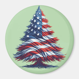 Aimant Drapeau américain sapin de Noël Art patriotique