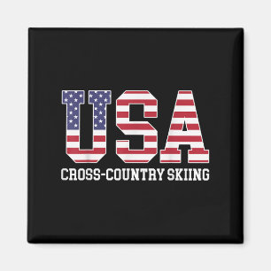 Aimant Drapeau américain - Ski de fond américain Usa
