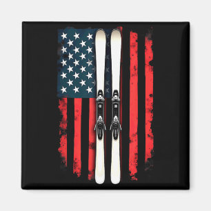 Aimant Drapeau américain skieur de ski alpin Drapeau amér