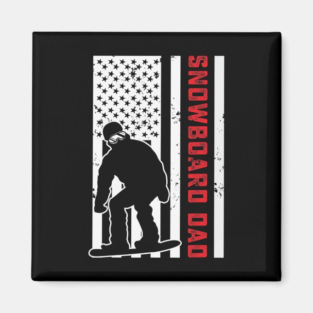 Aimant Drapeau américain Snowboard Papa Snowboardeur Papa (Devant)