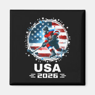 Aimant Drapeau américain Usa 2026 Hockey Femmes Hommes En