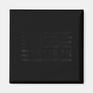 Aimant Drapeau américain vintage noir vétéran Fête des pè