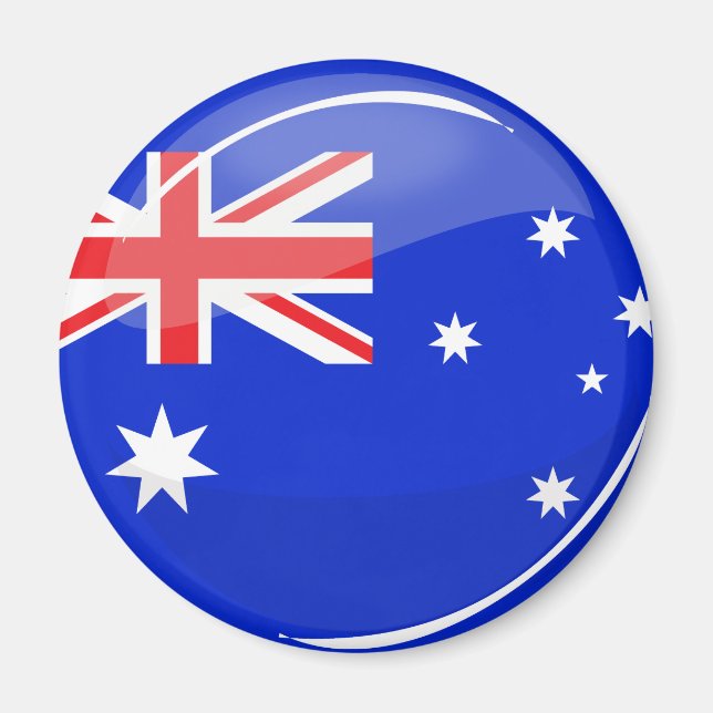Aimant Drapeau australien rond brillant (Devant)