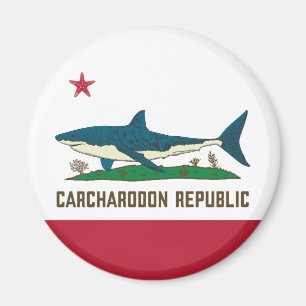 Aimant Drapeau blanc Carcharodon République de Californie