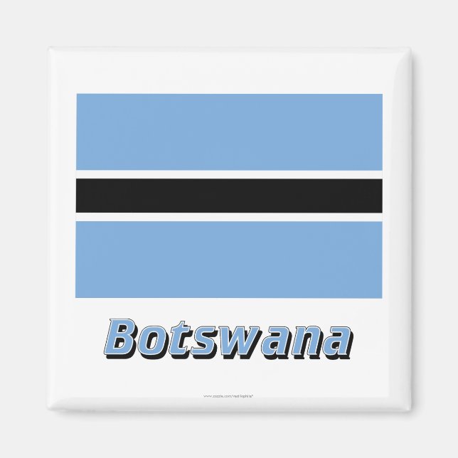Aimant Drapeau botswanais avec nom (Devant)