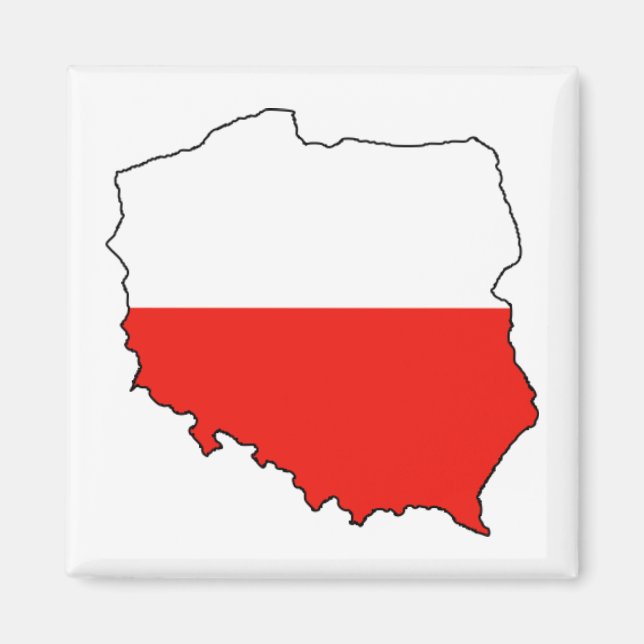 Aimant Drapeau Carte Pologne (Devant)