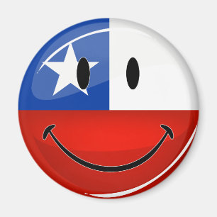 Aimant Drapeau chilien de sourire de rond brillant