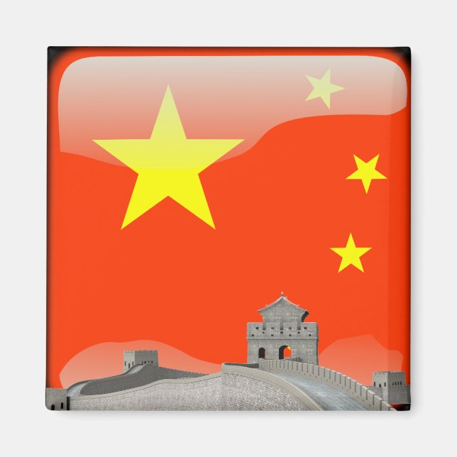 Aimant Drapeau chinois laqué (Devant)