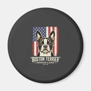 Aimant Drapeau Classique Américain Boston Terrier