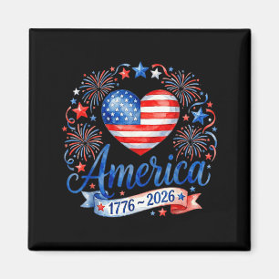 Aimant Drapeau cœur amérique 1776 2026 drôle 4 juillet
