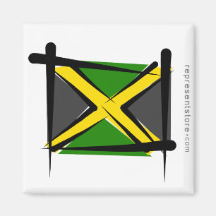 Aimant Drapeau de brosse de la Jamaïque