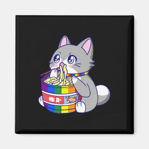 Aimant Drapeau de fierté avec Anime Pride Chat avec un ch