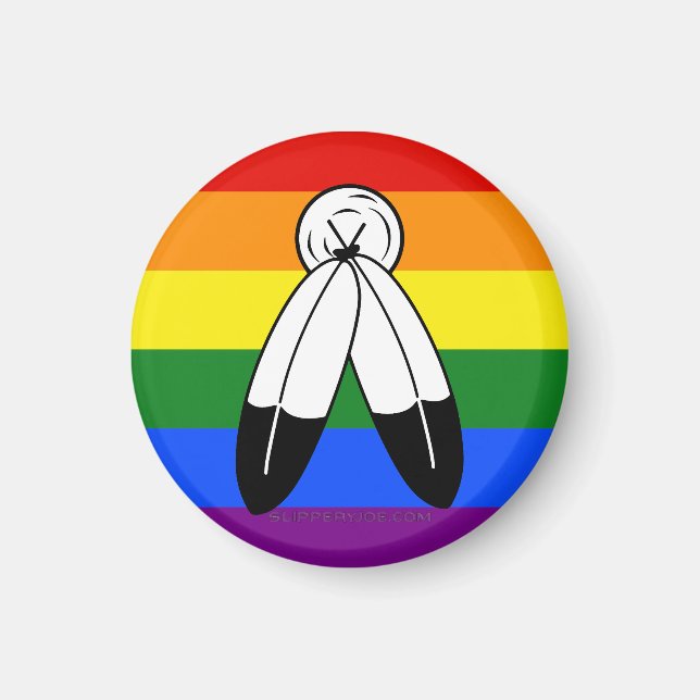 Aimant Drapeau de fierté bispirituel de SlipperyJoe's sym (Devant)