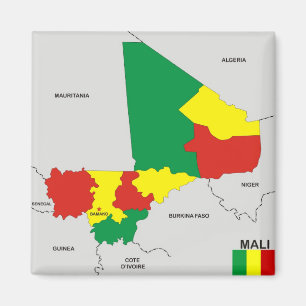 Aimant drapeau de la carte politique du pays mali