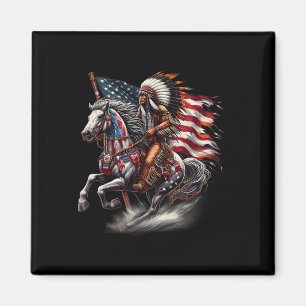 Aimant Drapeau de la fête des Amérindiens Cheval d'équita