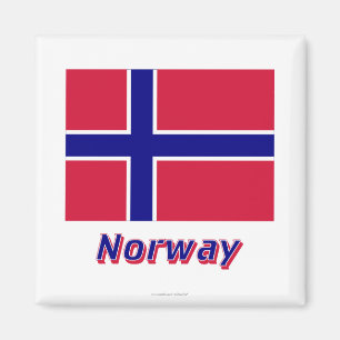 Aimant Drapeau de la Norvège avec le nom