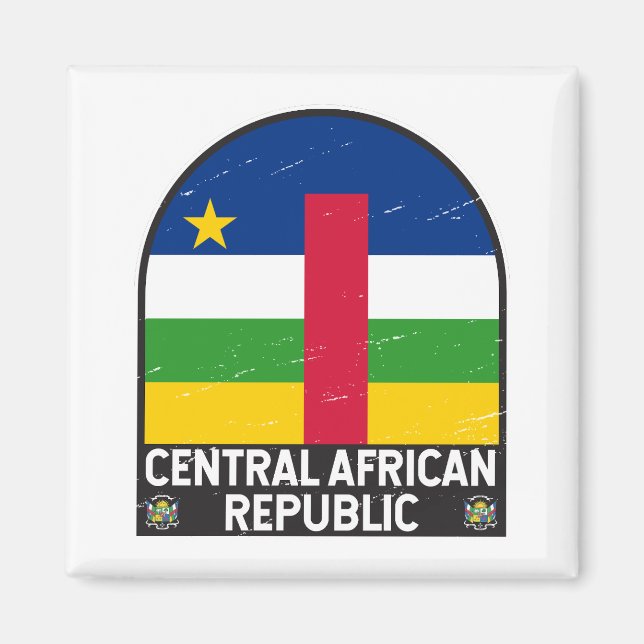 Aimant Drapeau de la République Centrafricaine Emblème dé (Devant)